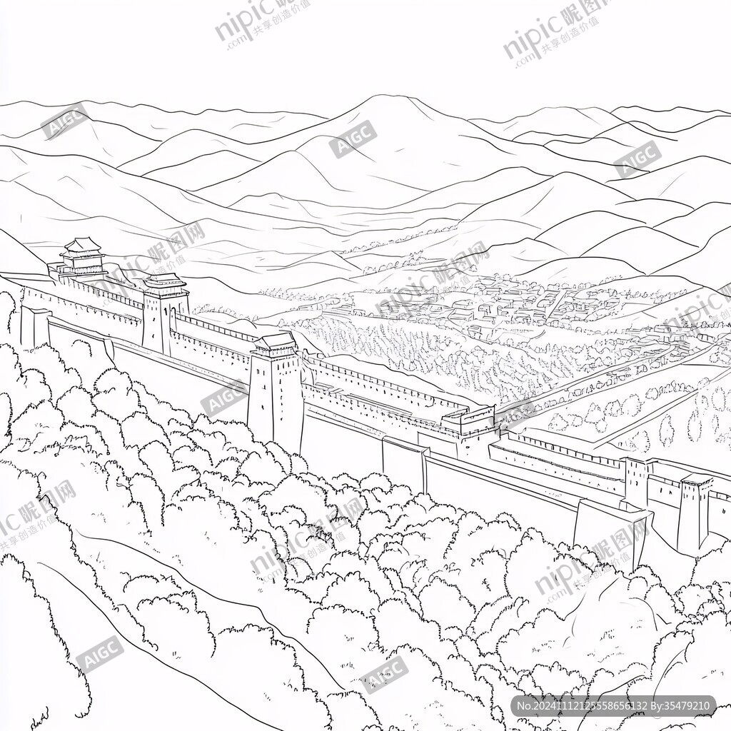 黄崖关长城线稿
