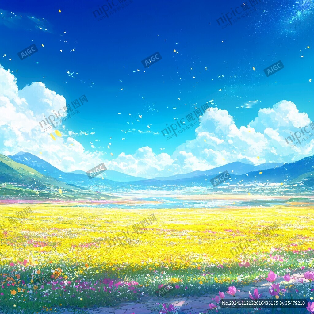 唯美梦幻花田场景