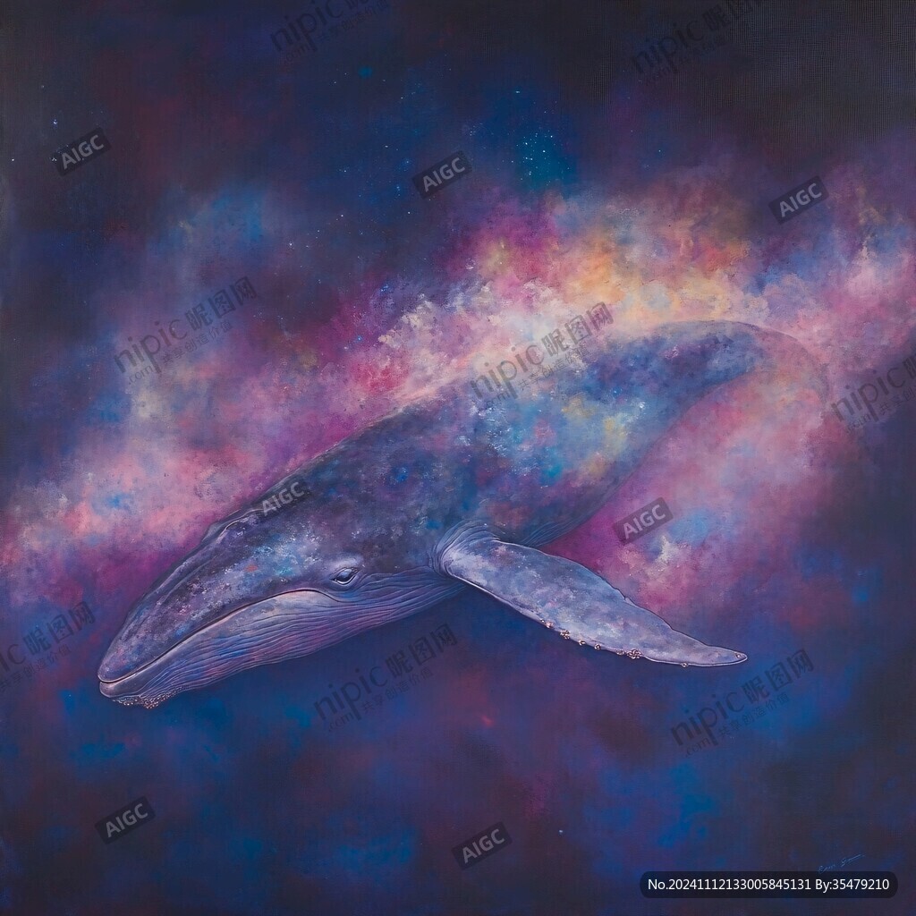 银河星系手绘鲸鱼儿