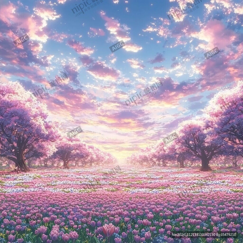 唯美梦幻花田场景