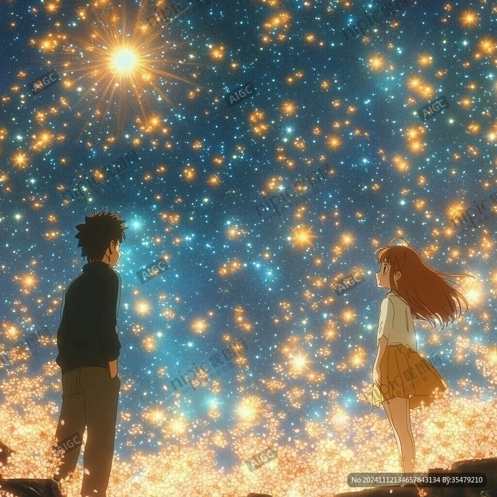 情侣看流星雨