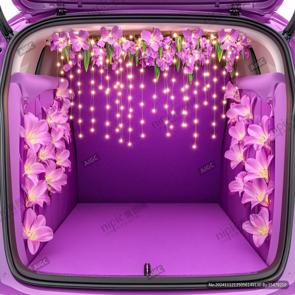 粉色鲜花车