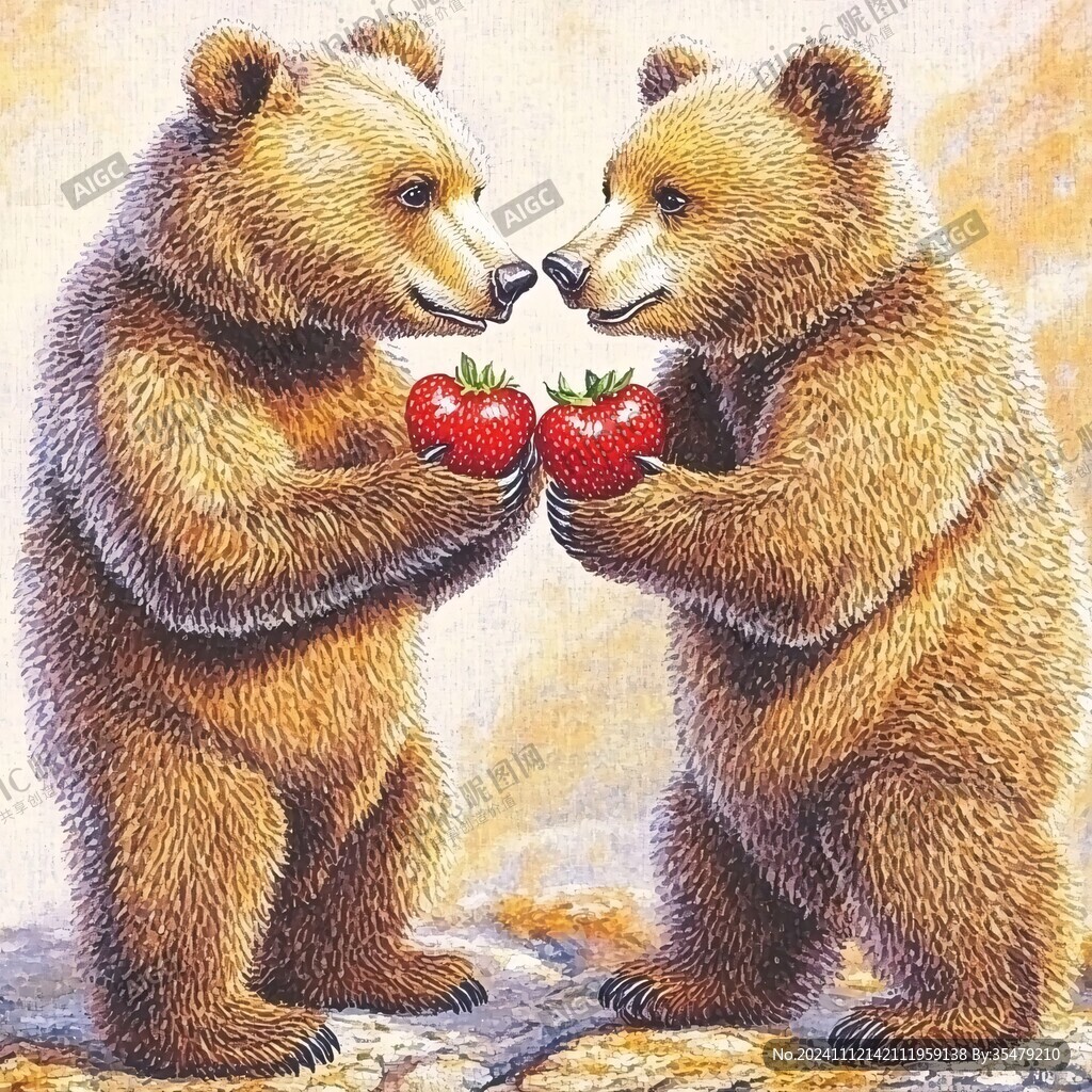 两只小熊插画