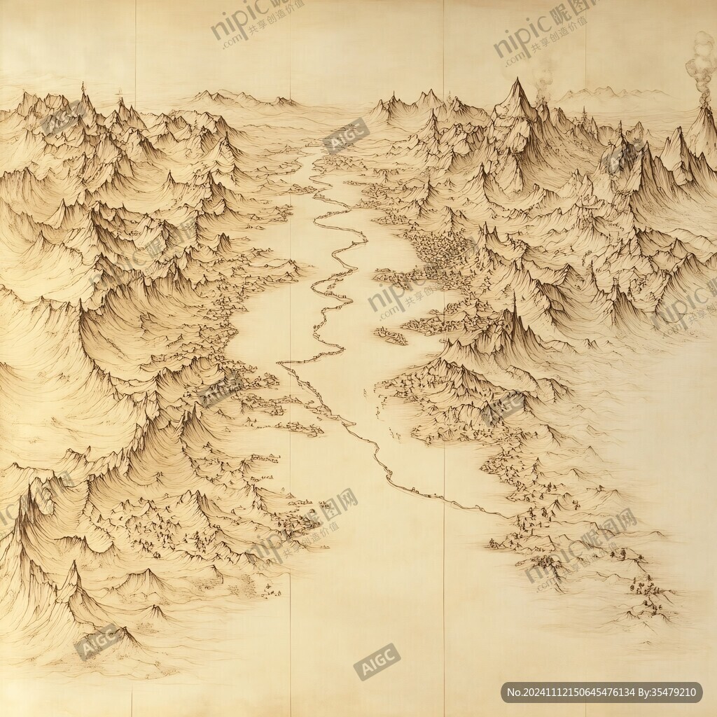 清代太华山全图线刻