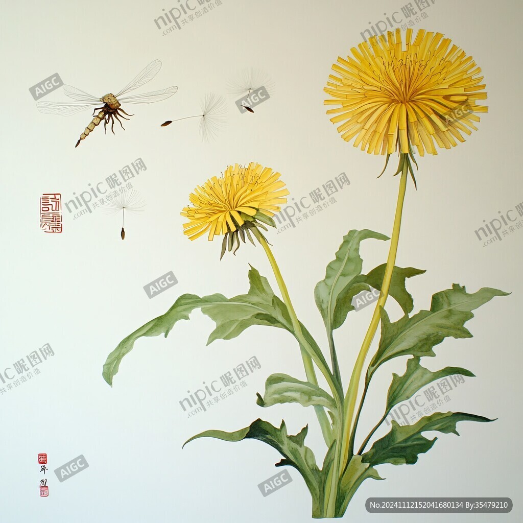 手绘金盏菊