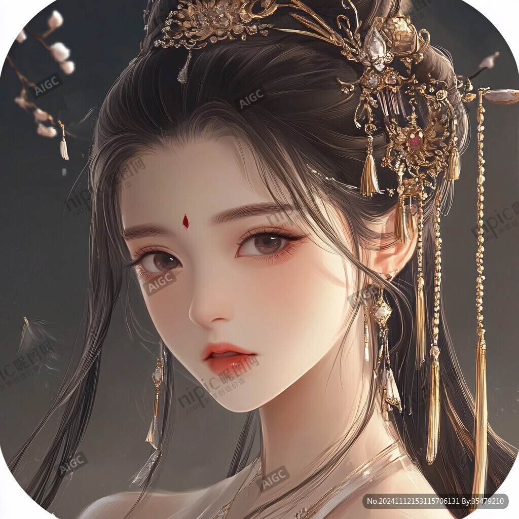 古风美女头像插画封面