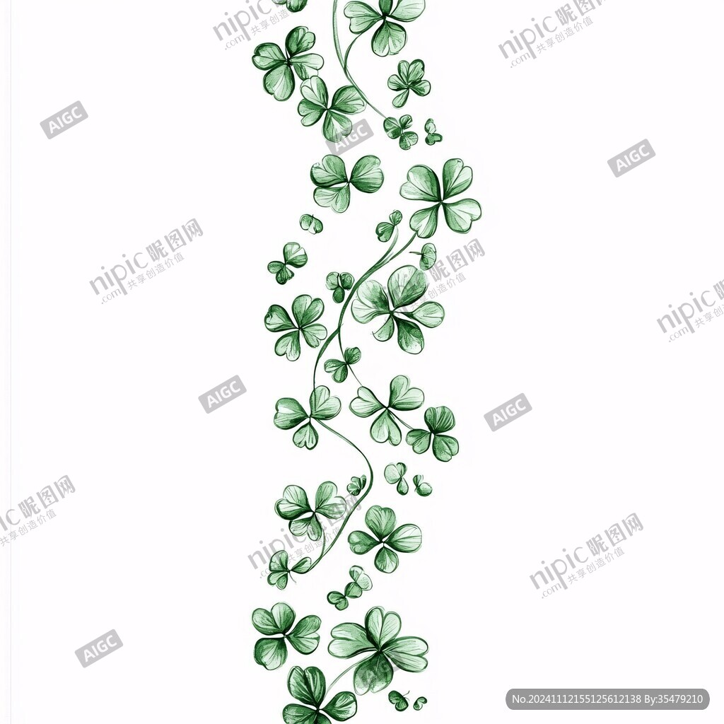 幸运草家纺印花素材
