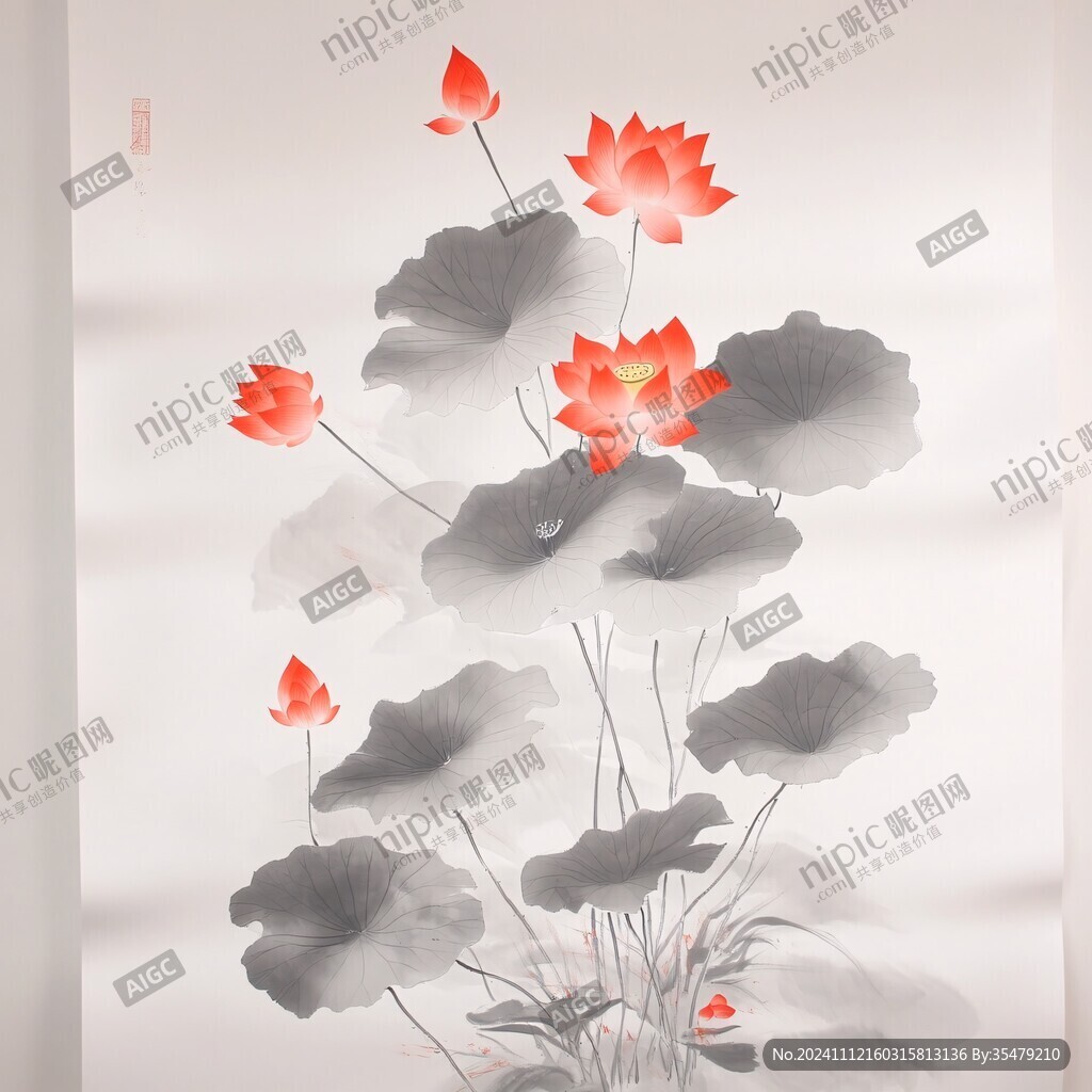 水墨荷花家居软装