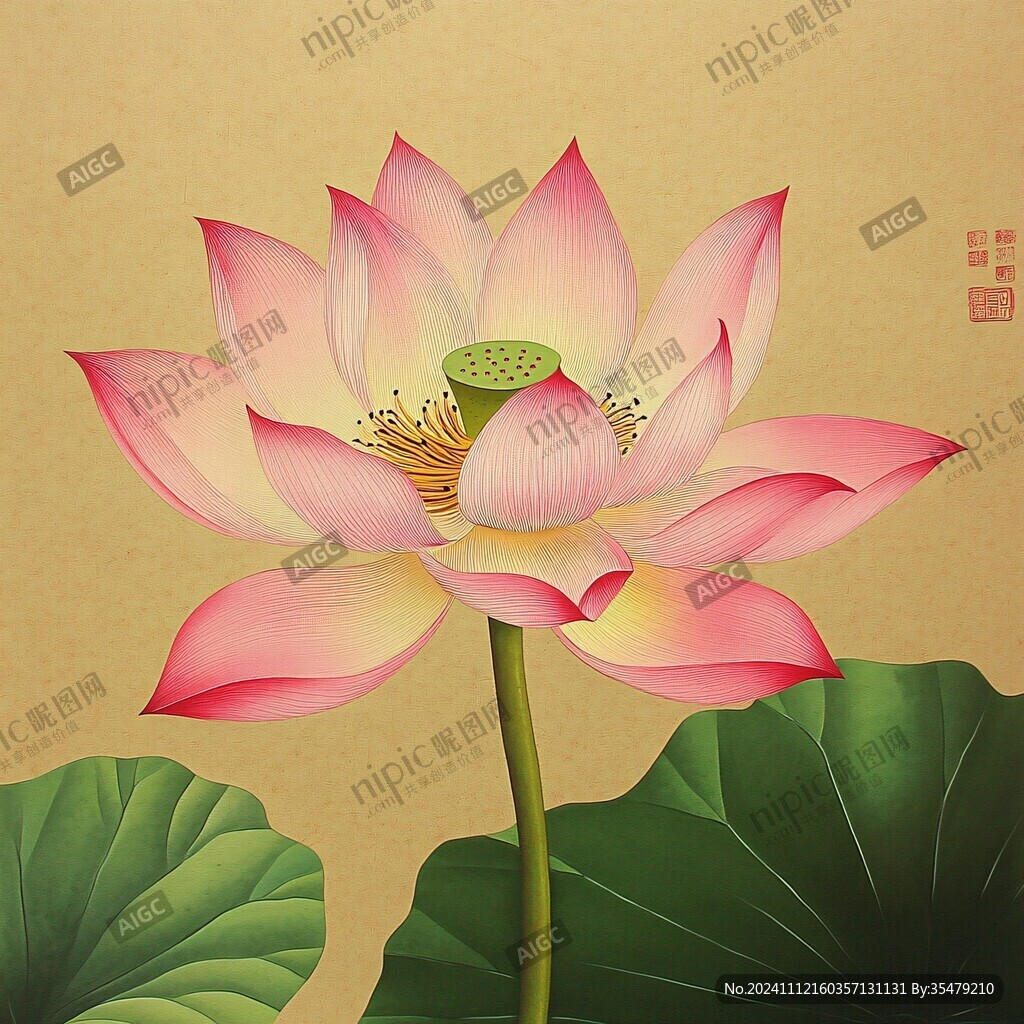 鼠绘精绘莲花花朵