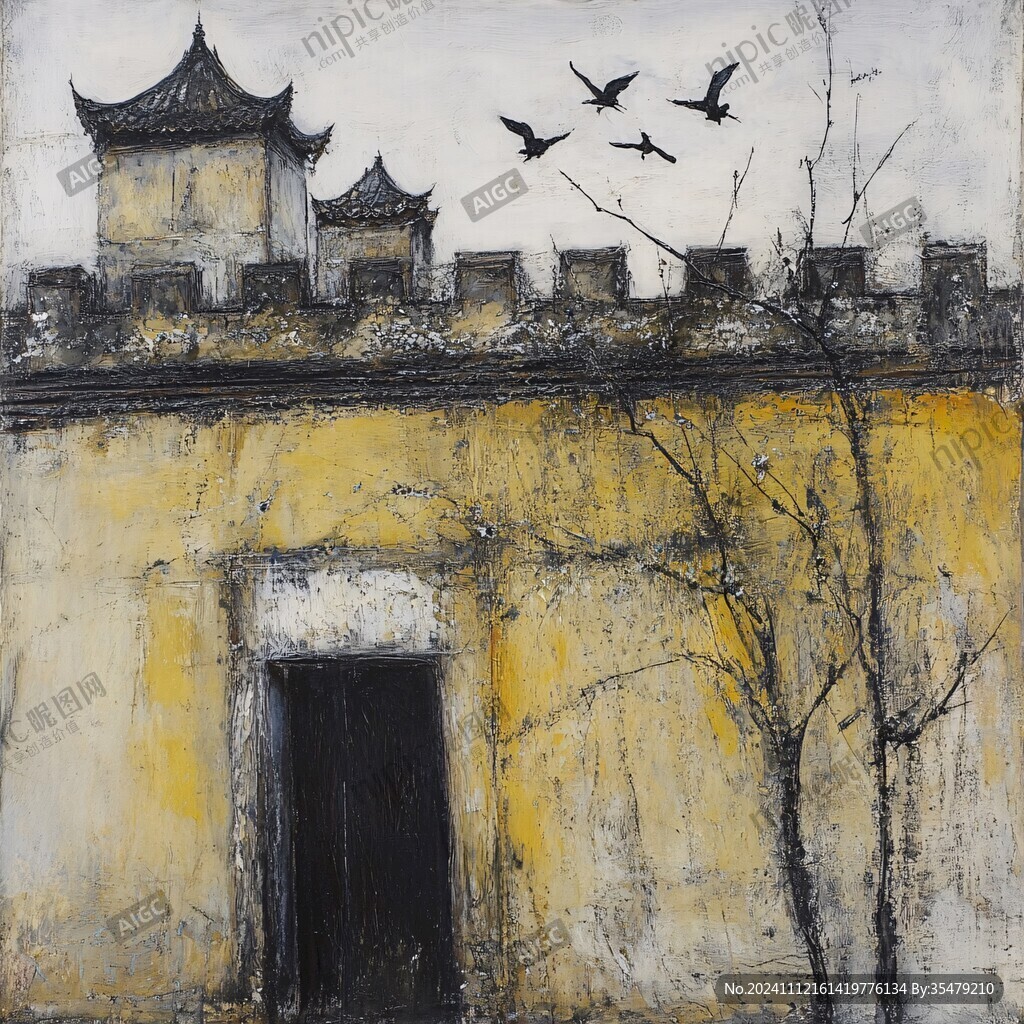 徽式建筑油画