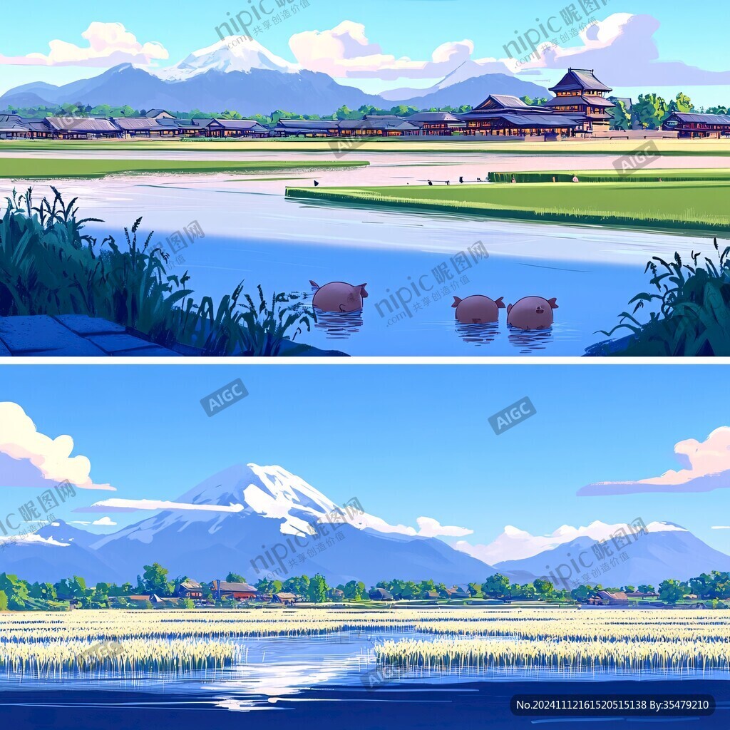 街道河流田地