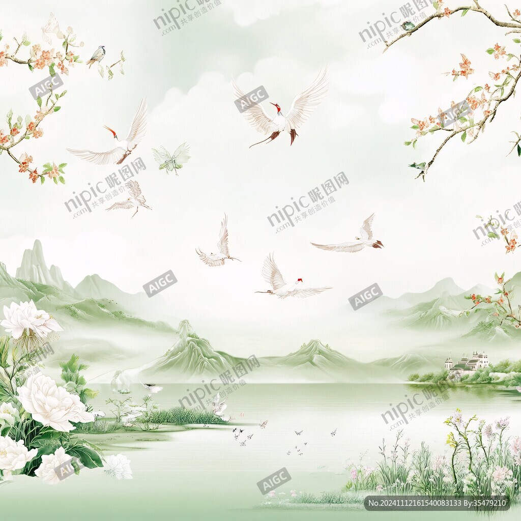 山水花鸟背景