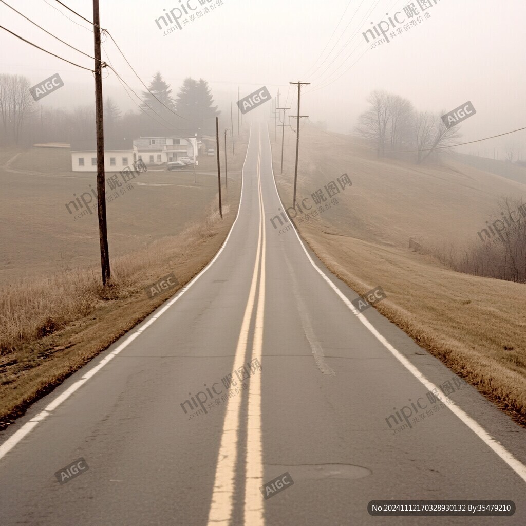 晨雾道路行