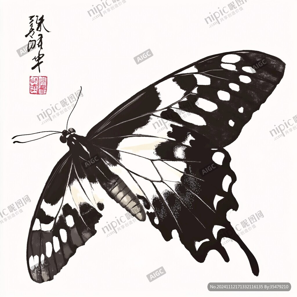 蝴蝶水墨画