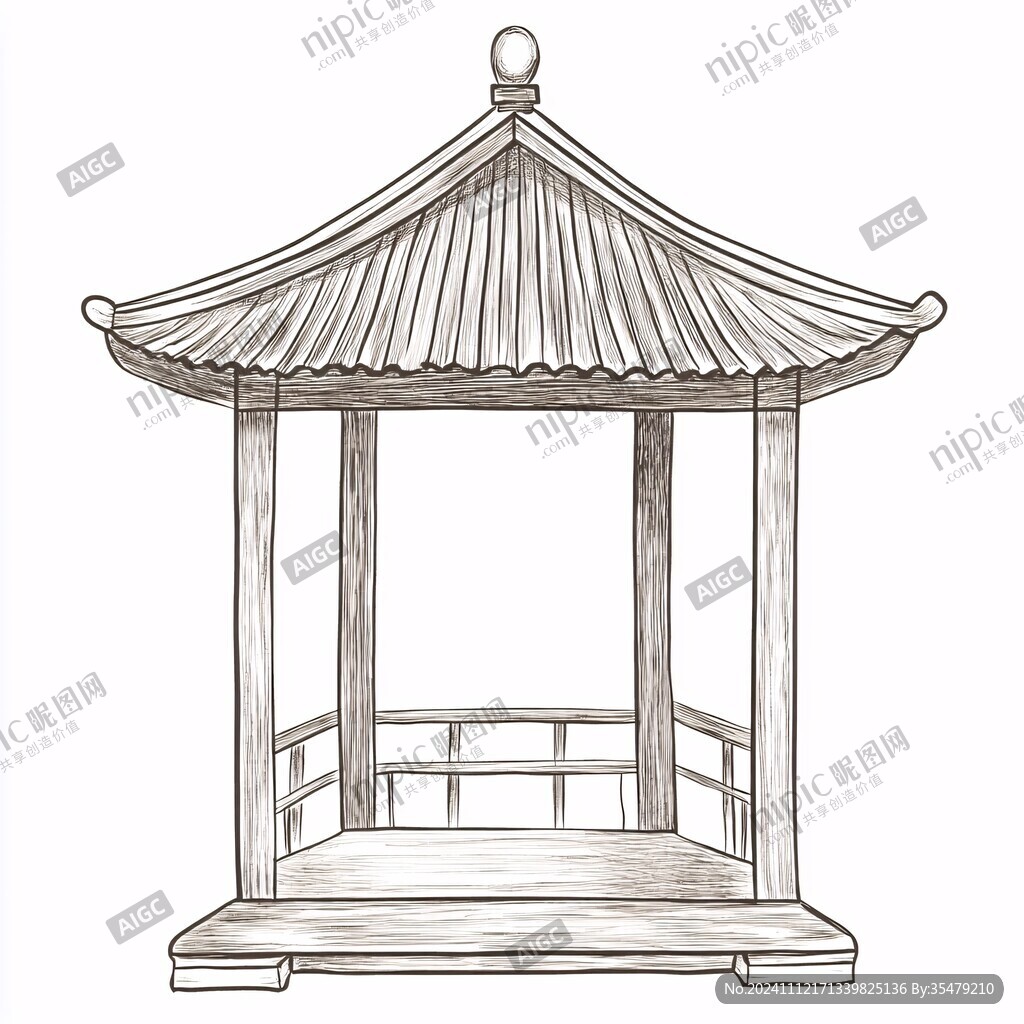 亭子手绘