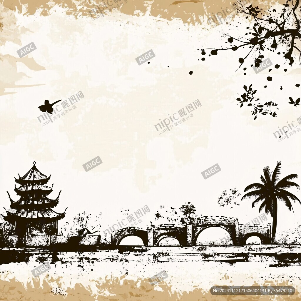 中国建筑剪影背景