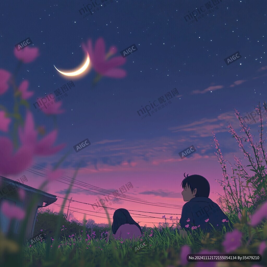 美好的夜晚插画