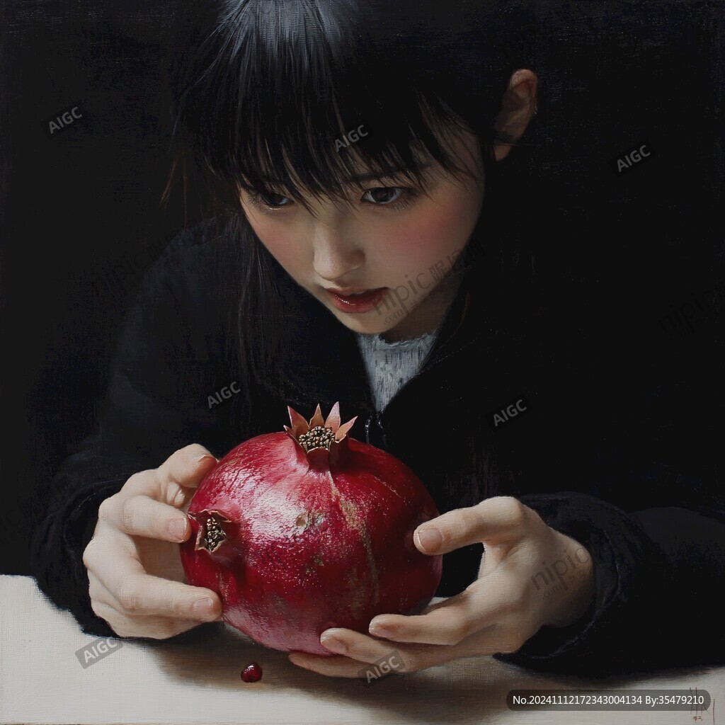 手绘苹果少女