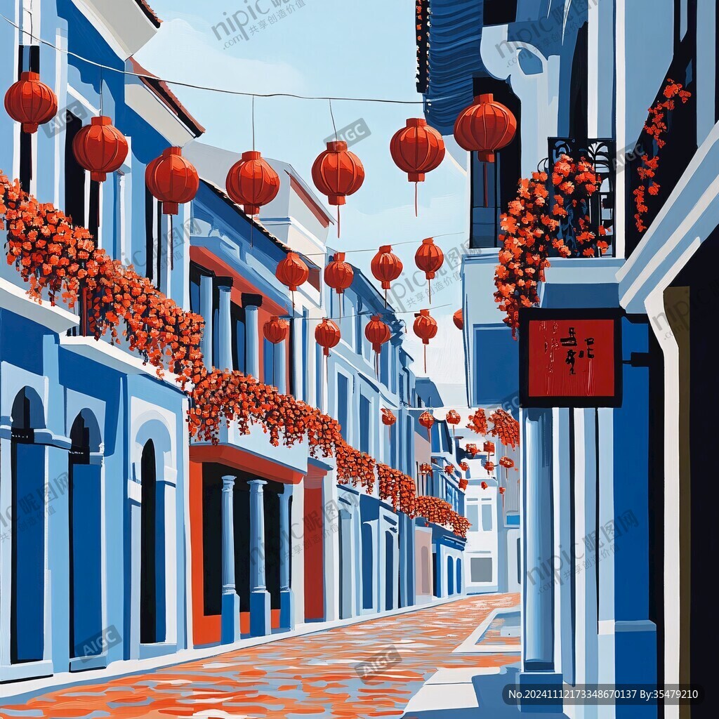 骑楼建筑插画