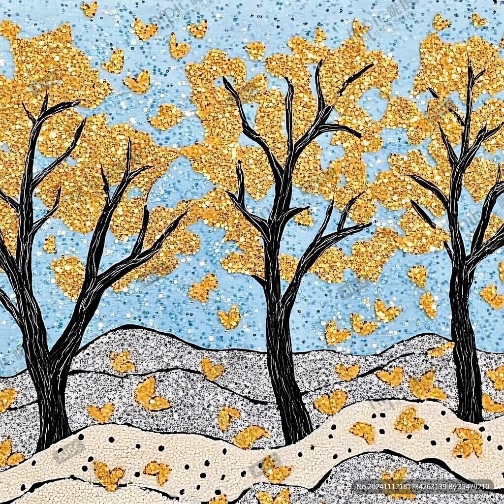 银杏树艺术画
