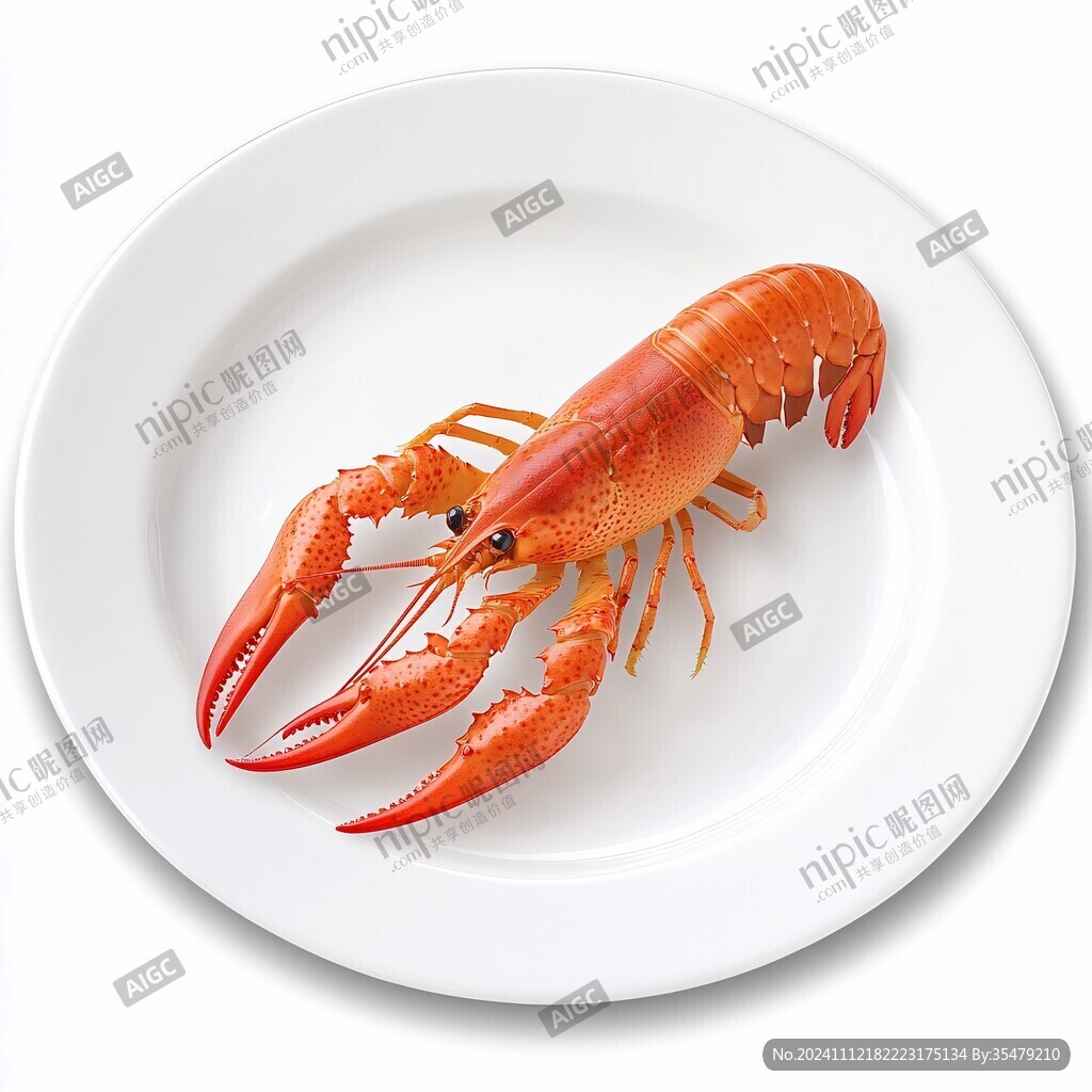 一盘清蒸小龙虾素材
