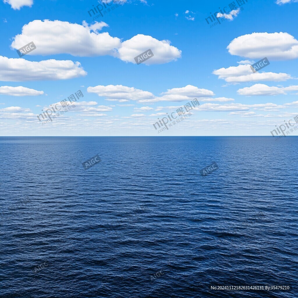 海平面碧海蓝天白云
