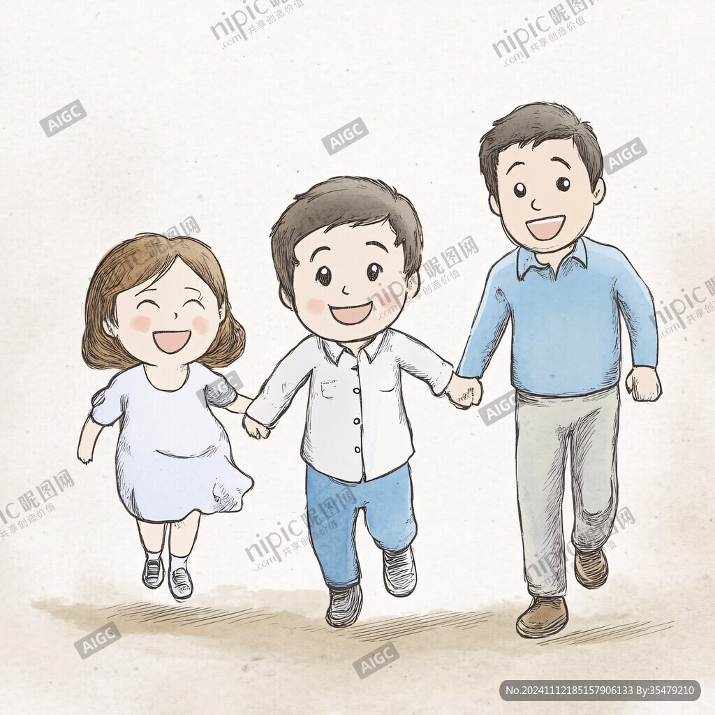 一家人手绘