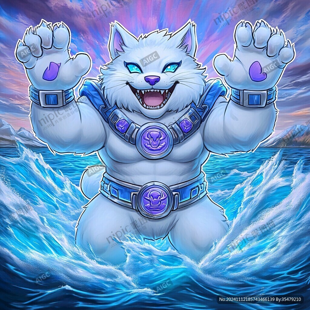 卡通冰雪狼