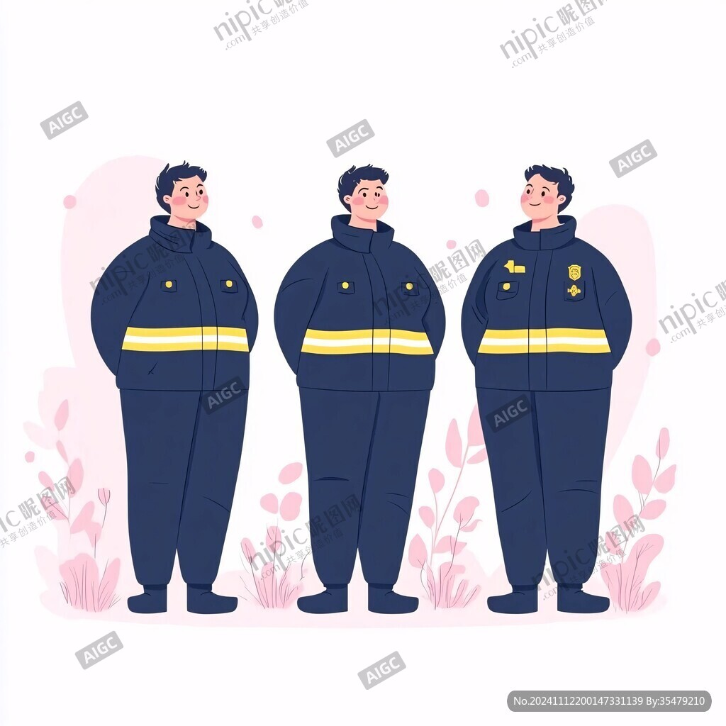 卡通动漫消防人员