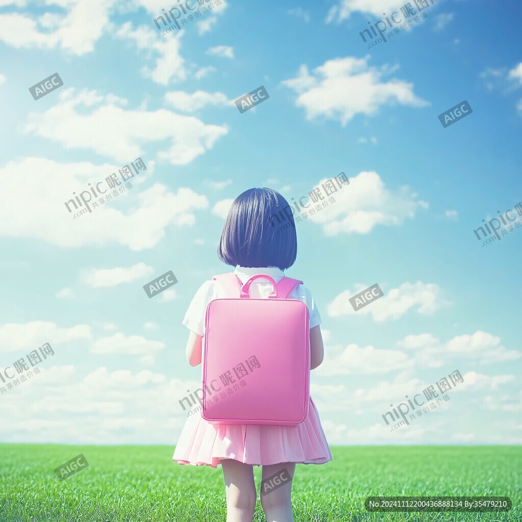 小女孩背书包