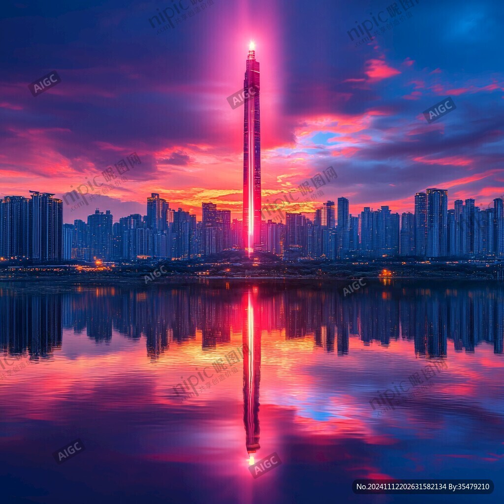 东方之门暮色