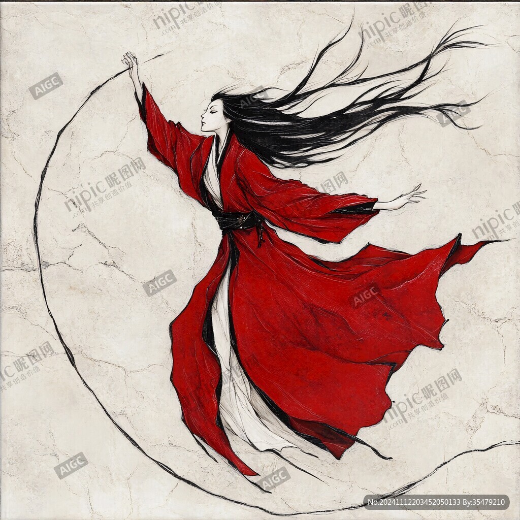 红衣少女设计古风