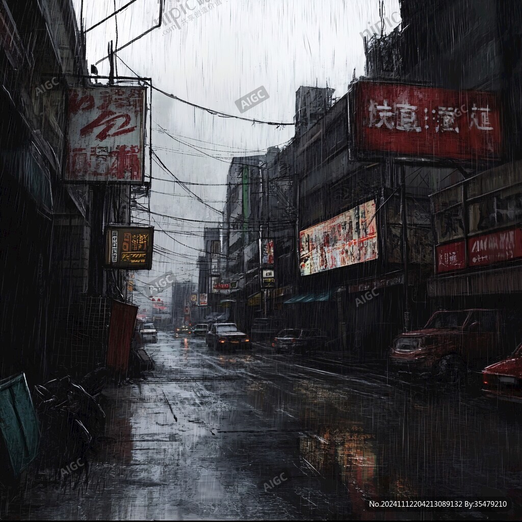 下雨天街景