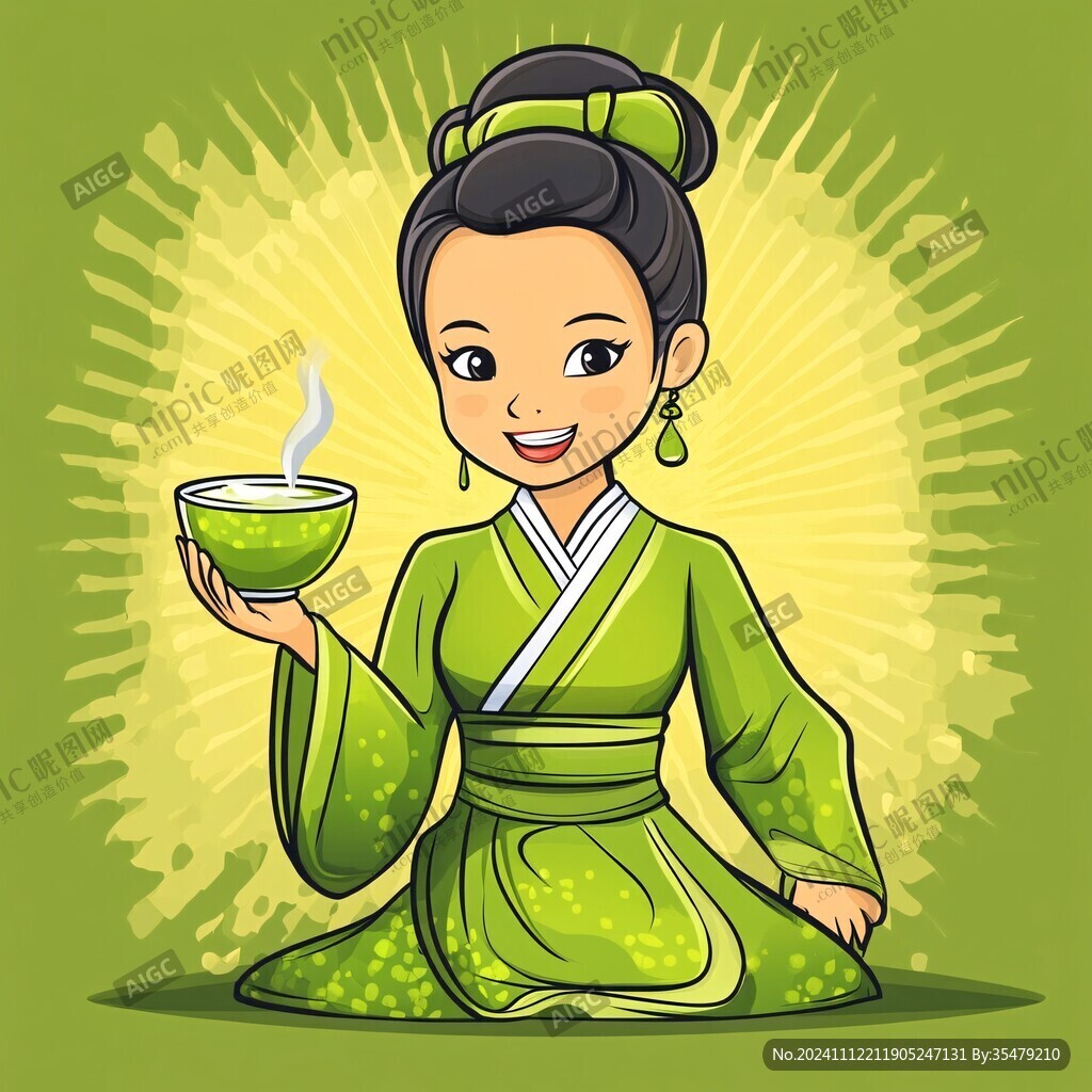 卡通汉服采茶女