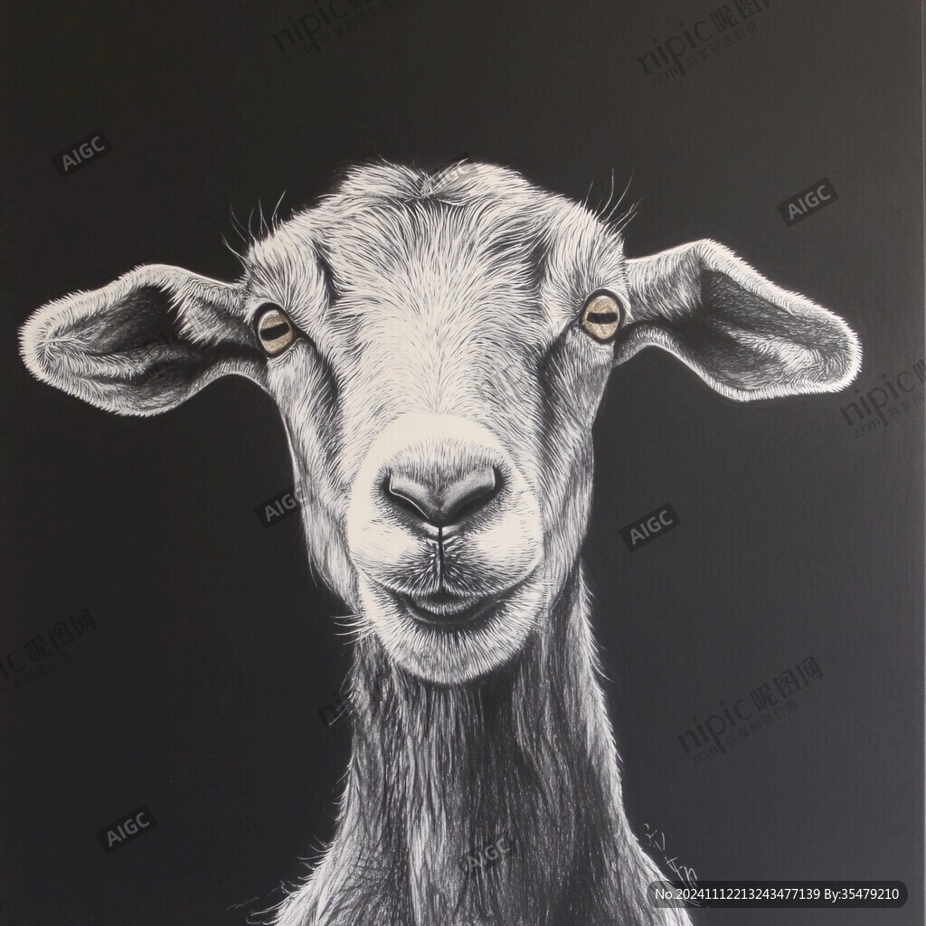 手绘山羊工作室装饰画