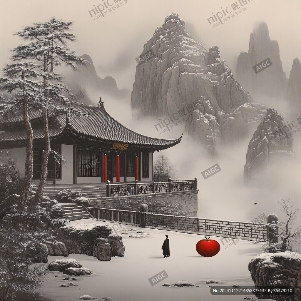 禅意古风山水插画