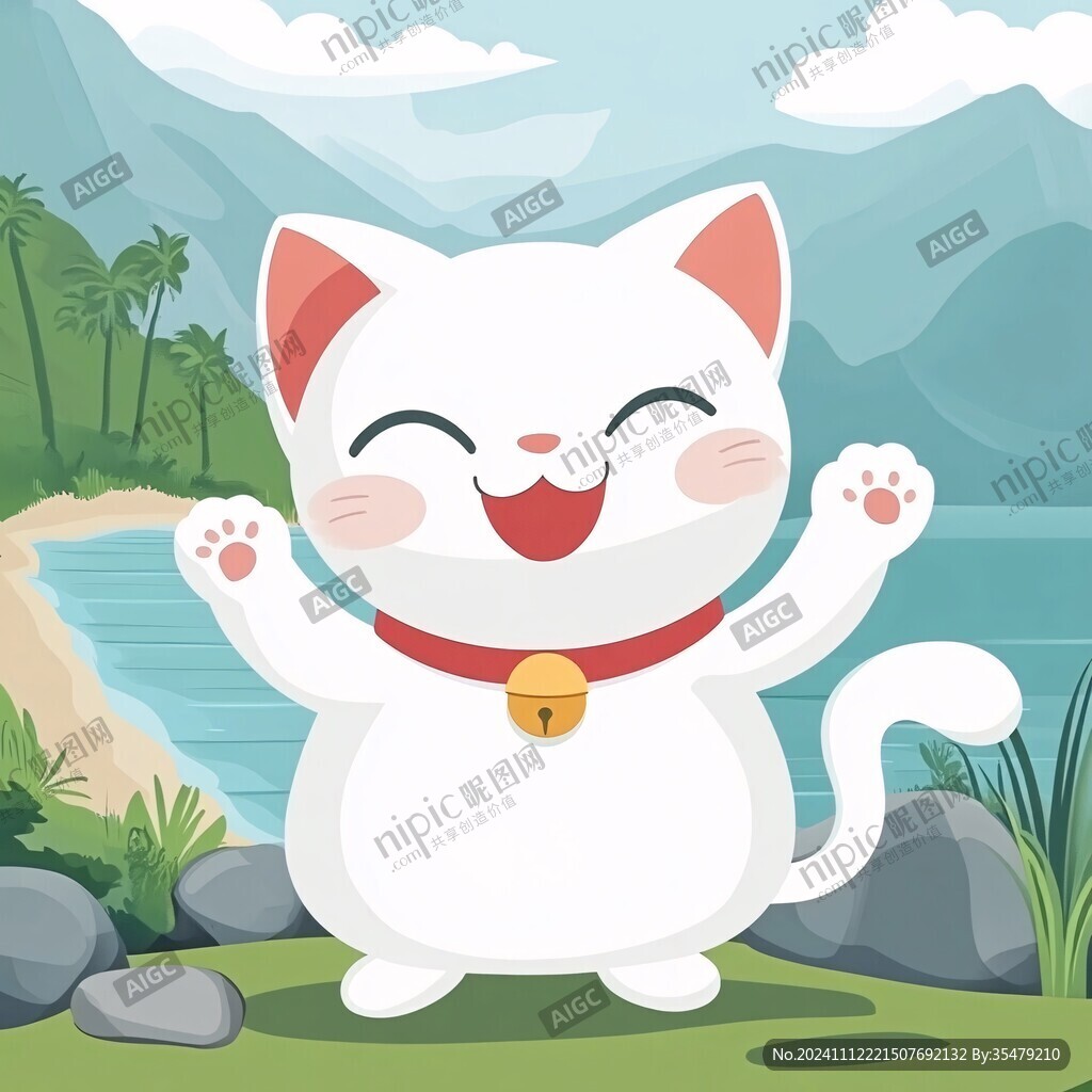 卡通大白猫插画