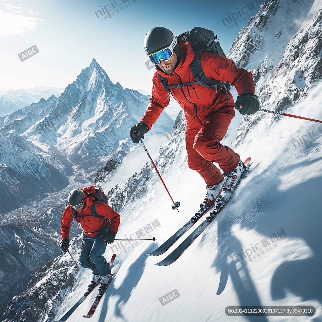 两个人正面滑雪者