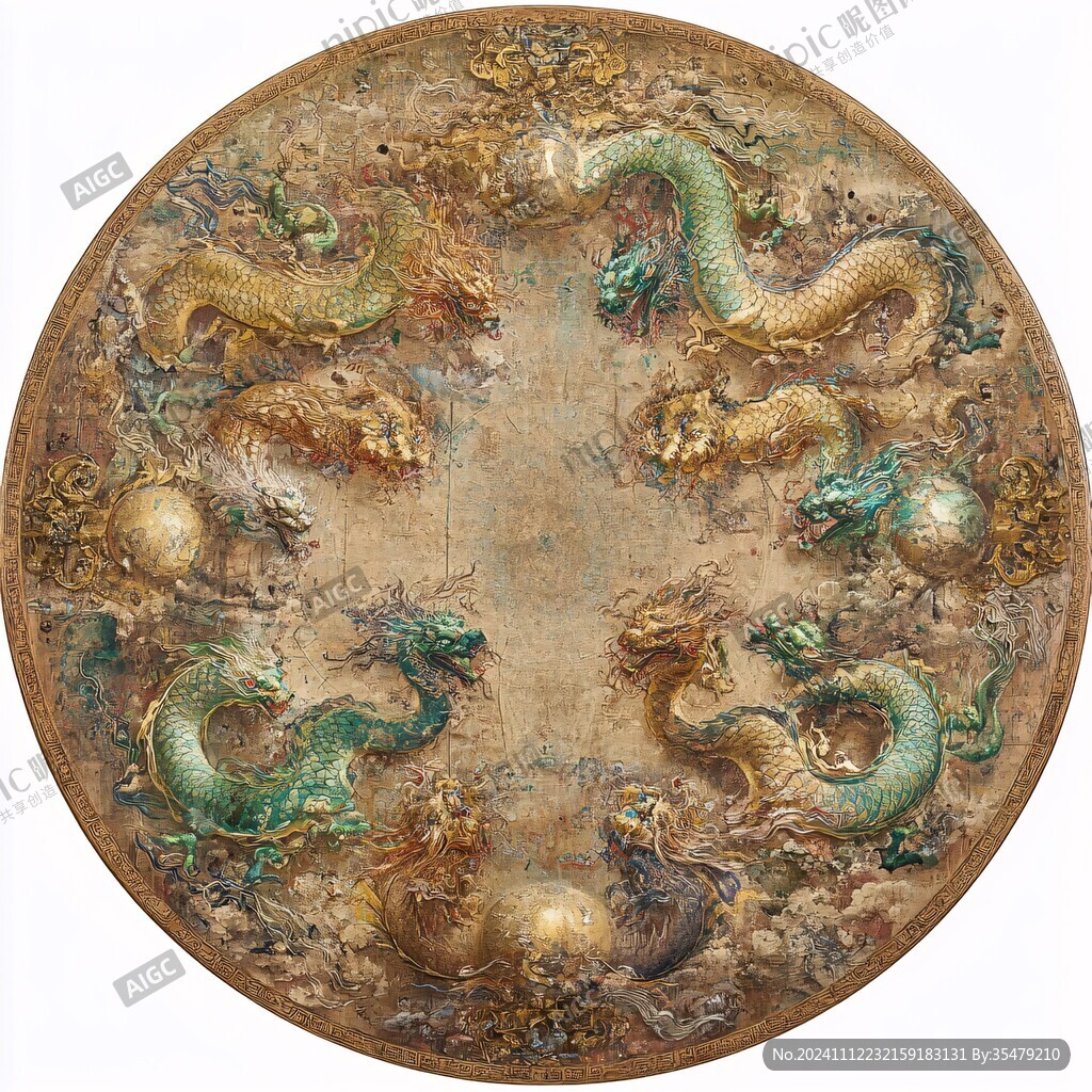 双龙戏珠纹金盘