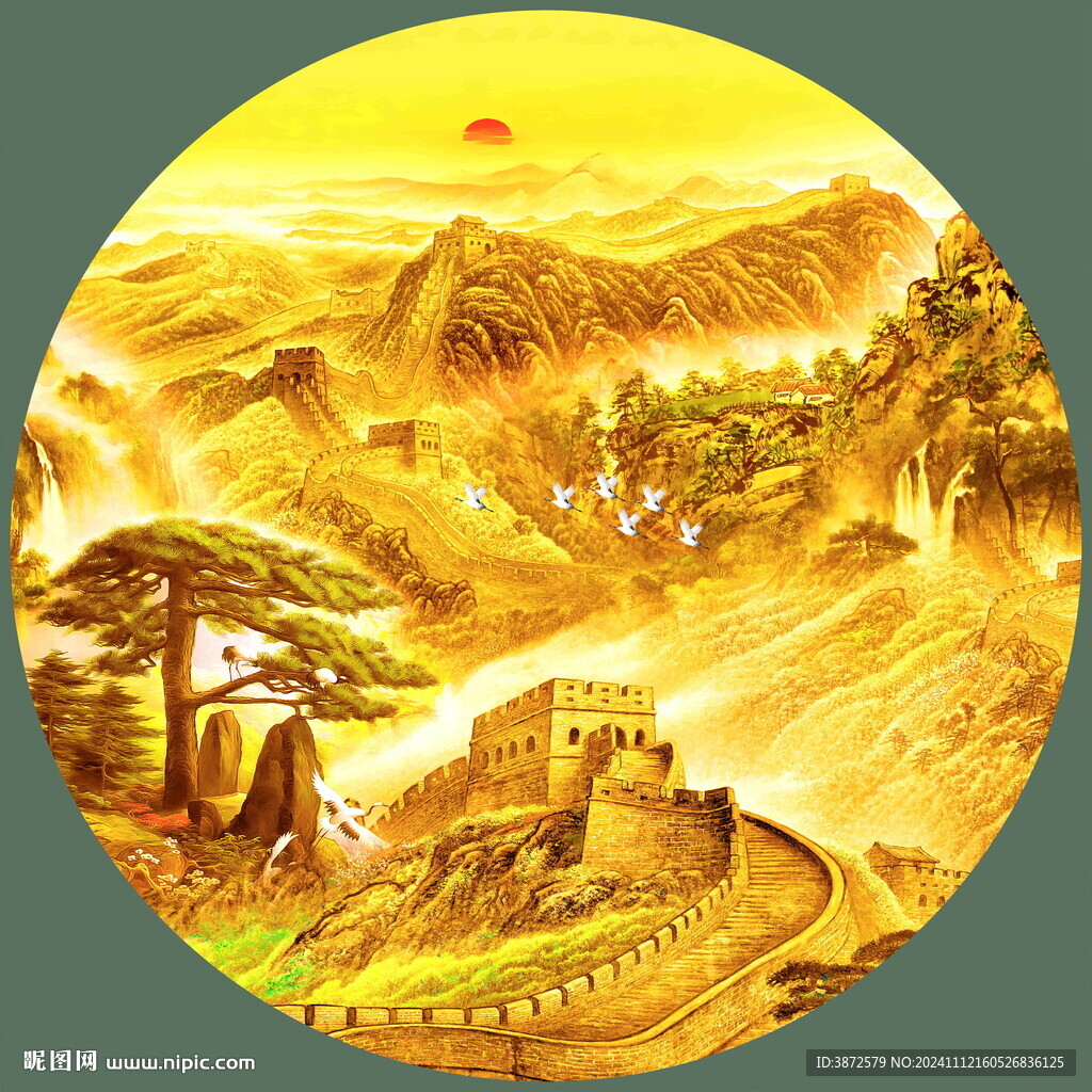 圆形长城画