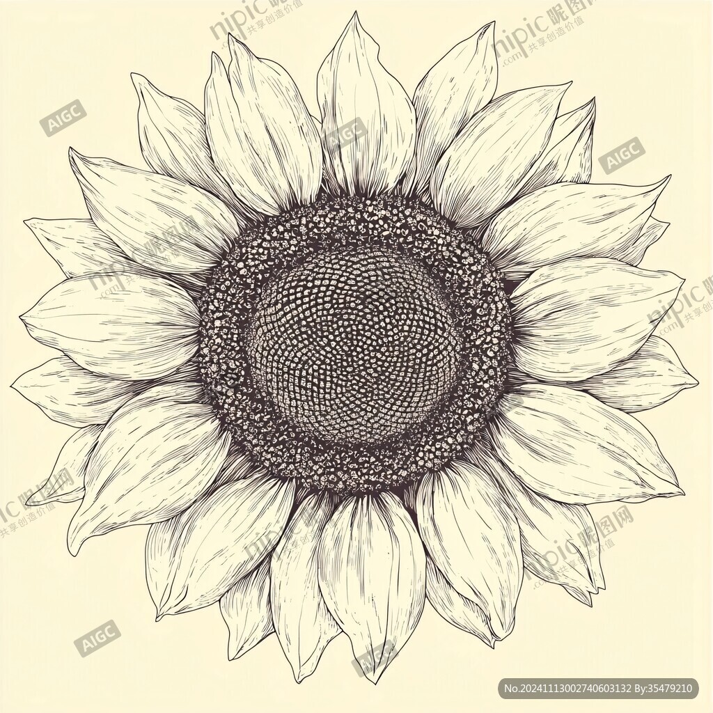 线描向日葵