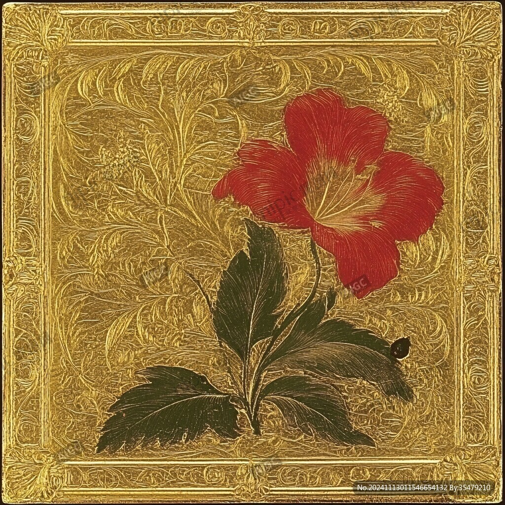 烫金花纹饰画