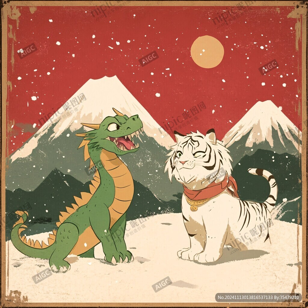 龙虎插画