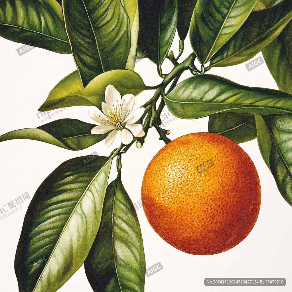 手绘橘子花