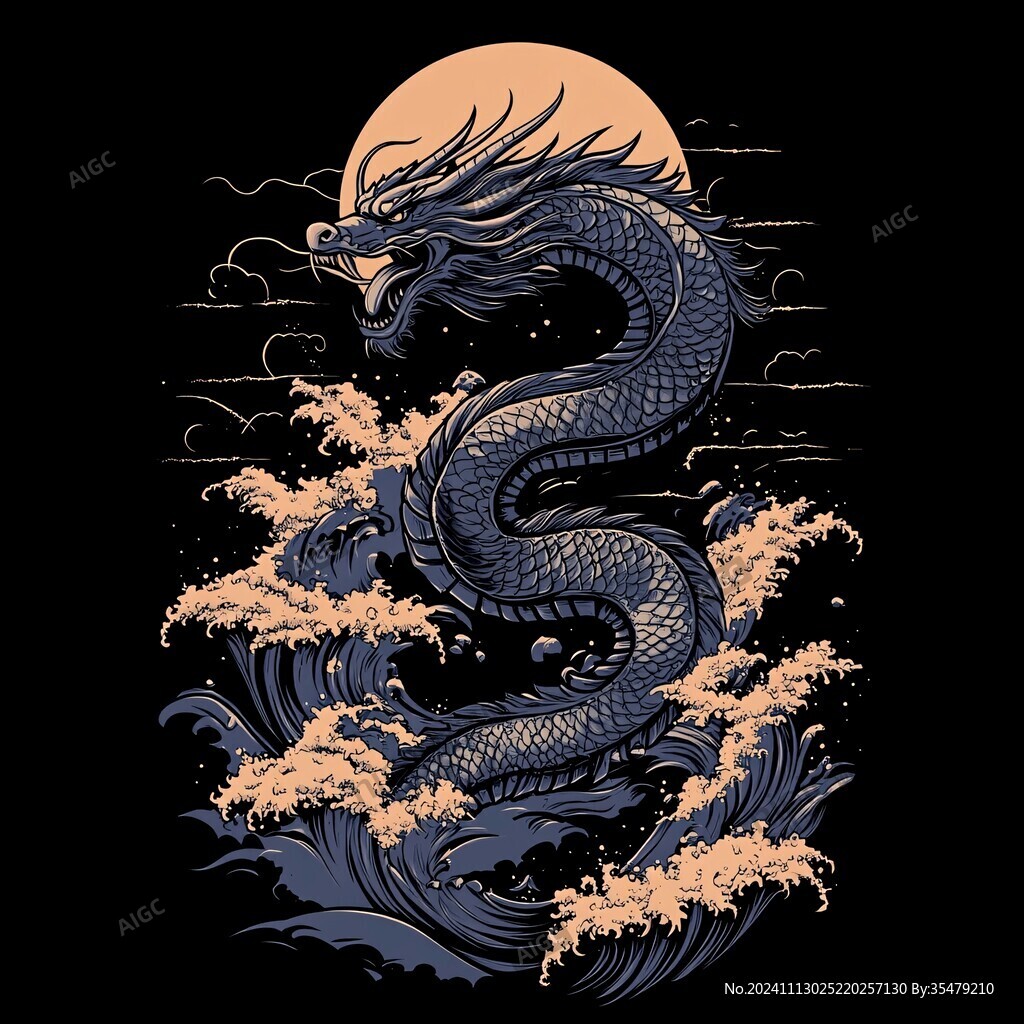 龙年烫金插画