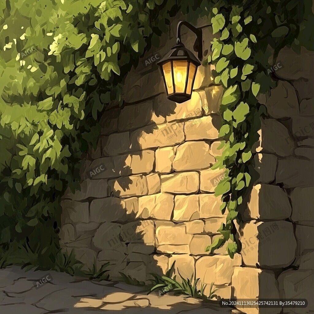 墙角的花园花园插画