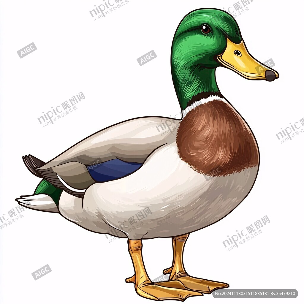 青头鸭插画