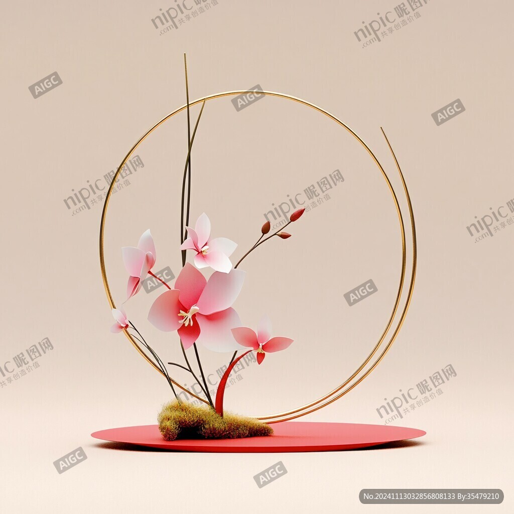 粉色新中式枝条花艺