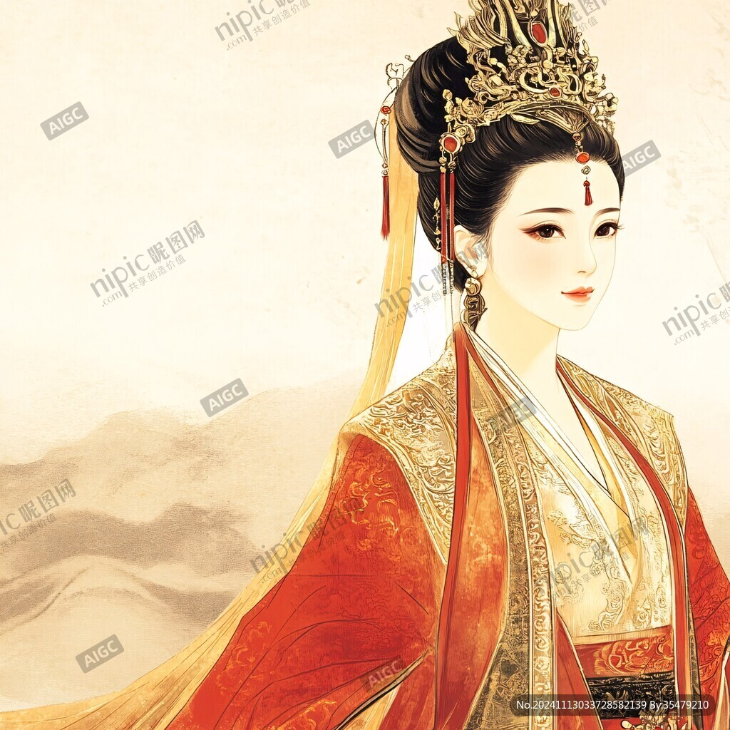 古风美女头像插画封面