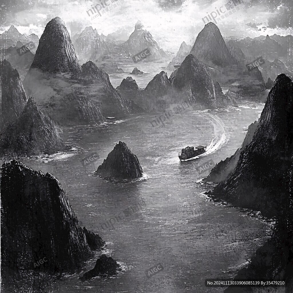 长江流域水墨